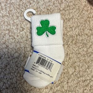 NWT-St. Patrick's White Socks with Green Clover-St.Patrick’s Guild
